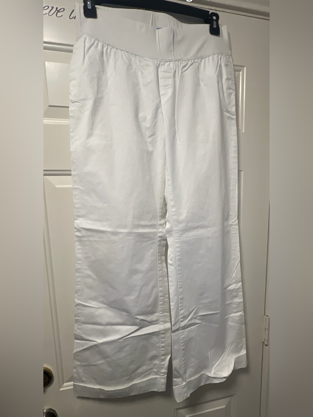 GAP Maternity White Wide-Leg Cotton Blend Trousers with Elastic Waist (Bin 2-066